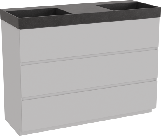 Storke Edge staand badkamermeubel 120 x 46 cm mat wit met Jura dubbele wastafel in kwarts mat zwart