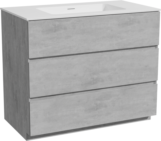 Storke Edge meuble salle de bains à poser 95 x 52 cm béton gris foncé avec Mata plan simple en solid surface blanc mat