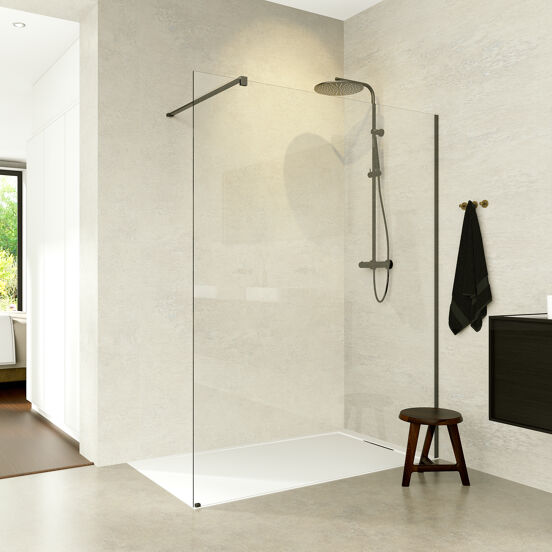 Balmani Modular inloopdouche 140 x 200 cm helder glas Brushed GunMetal profiel