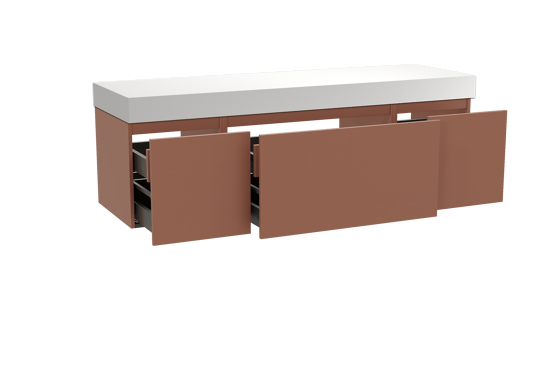 Balmani Sfera zwevend badkamermeubel 180 x 55 cm cotto met Dominus enkel of dubbel tablet in solid surface mat wit