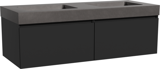 Storke Edge meuble salle de bains suspendu 130 x 52 cm noir mat avec Scuro High double vasque en quartz noir mat