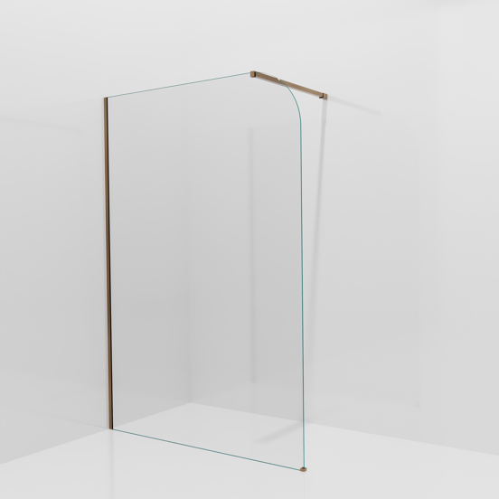 Balmani Modular inloopdouche: 140 x 200 cm, Helder glas afgerond met coating, Brushed Rosegold profielen