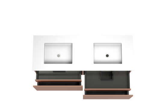 Balmani Sfera hängendes Möbelstück Set: 150 x 55 cm, Cotto, mit Tablo Stretto Doppelwaschtisch, Solid Surface Weiß matt