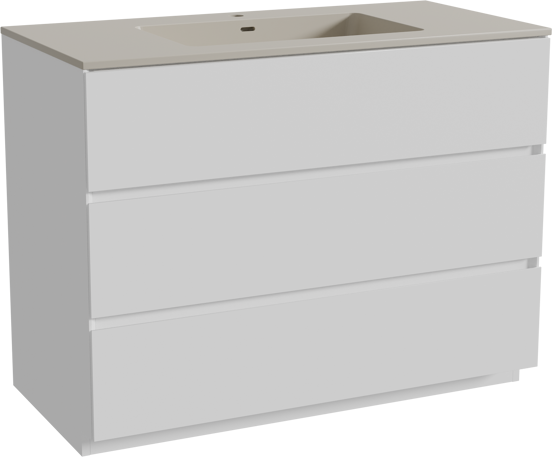Storke Edge meuble salle de bains à poser 105 x 52 cm blanc mat avec Diva plan simple en top solid soie grise