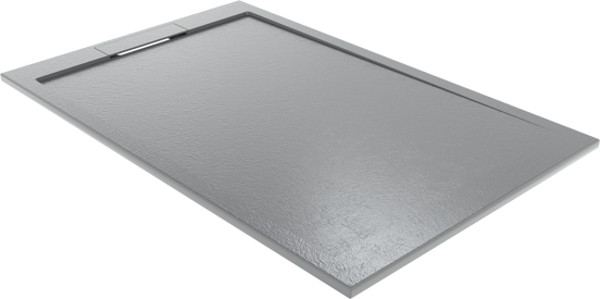 Balmani Indus douchebak 140 x 90 cm composietmarmer donkergrijs leisteenstructuur