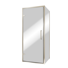 Balmani Senses Design Eckdusche: Drehtür (Links) mit fixierte Seitenwand, 90 x 100 cm, Reflex-Spiegelglas, Profil Brushed CoolMetal