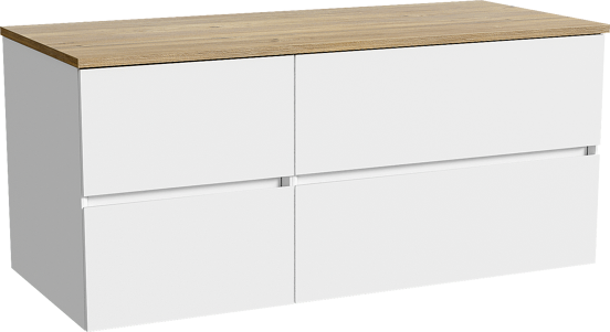 Storke Edge meuble salle de bains suspendu 120 x 52 cm blanc mat avec Panton tablette simple ou double en mélaminé chêne brut