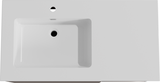 Storke Edge meuble salle de bains suspendu 100 x 52 cm noyer avec Diva plan vasque asymétrique à gauche en marbre composite blanc brillant