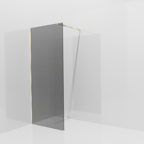 Balmani Modular Walk-In Dusche: 90 x 200 cm, Rauchglas, inklusive Coating, Profil Brushed Champagne Gold