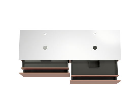 Balmani Sfera hängendes Möbelstück Set: 180 x 55 cm, Cotto, mit Facetta Doppel Waschtischplatte, Solid Surface Weiß matt
