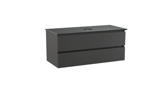 Balmani Lucida meuble salle de bains suspendu 120 x 55 cm chêne noir avec Facetta tablette simple en granit noir