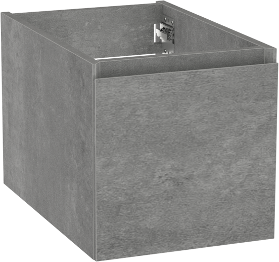 Storke Edge hängender Waschbeckenunterschrank: 35 x 52 cm, Beton dunkelgrau, 1 Schublade