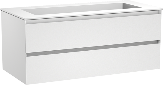 Balmani Mitra meuble salle de bains suspendu 120 x 55 cm blanc mat avec Tablo Stretto lavabo simple pour 2 trous de robinet en solid surface blanc mat