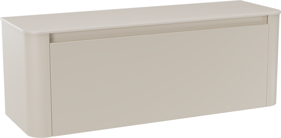 Storke Soft meuble salle de bains suspendu 140 x 46 cm Sand mat avec Tavola Soft tablette simple ou double vasque en Solid Surface beige granite