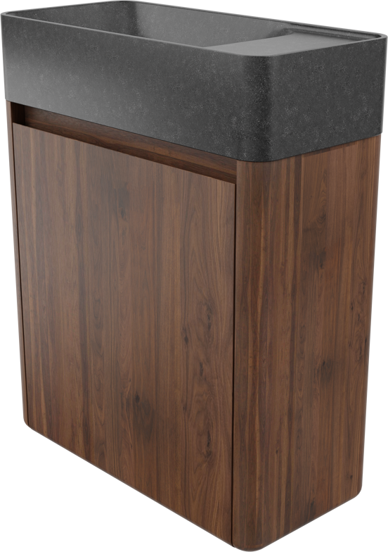 Balmani Fara meuble wc suspendu 45 x 22 cm noyer américain avec Fara lavabo en granite aiguisé