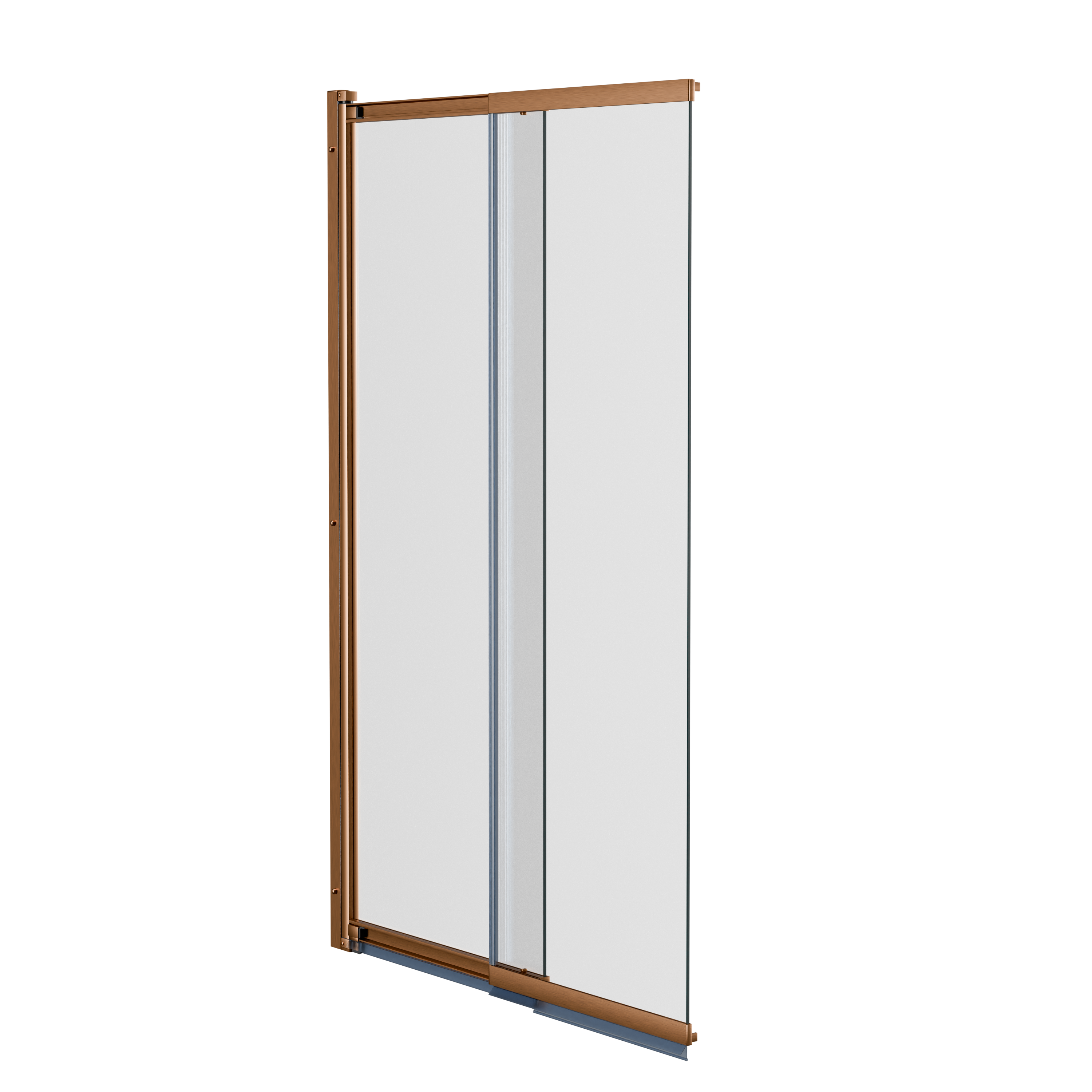 Luca Varess Vetras badwand 50 cm helder glas geborsteld Rosegold profiel