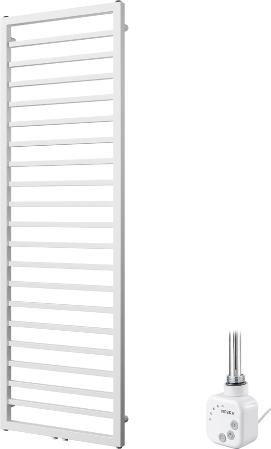 Vipera Listona enkele handdoekradiator 50 x 180 cm elektrische verwarming mat wit zij- en middenaansluiting 728W, weerstand inbegrepen