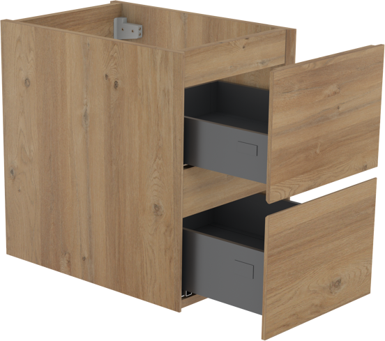 Storke Edge zwevende wastafelonderkast 35 x 52 cm ruw eiken 2 lades