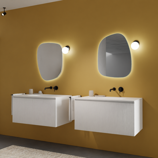 Balmani Cloud organisch badkamerspiegel 58 x 72 cm met spiegelverlichting en anti-damp