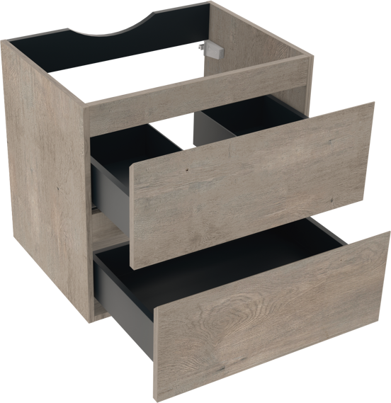 Linie Lado zwevende wastafelonderkast 60 x 46 cm grijze eik 2 lades