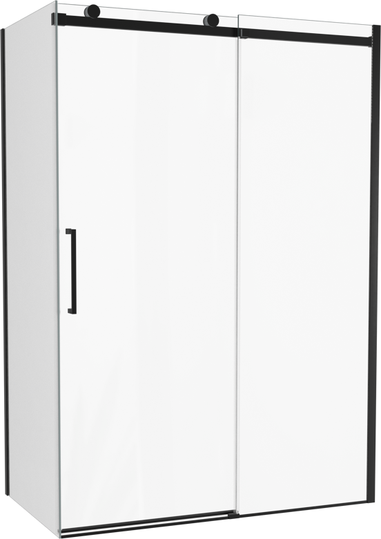 Luca Varess Boltano douchecabine met schuifdeur en vaste zijwand, 120 x 80 cm, helder glas, zwarte profielen