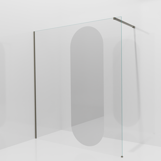 Balmani Modular douche à l'italienne: 180 x 200 cm, Miroir reflex ovale, Profil Gris pierre