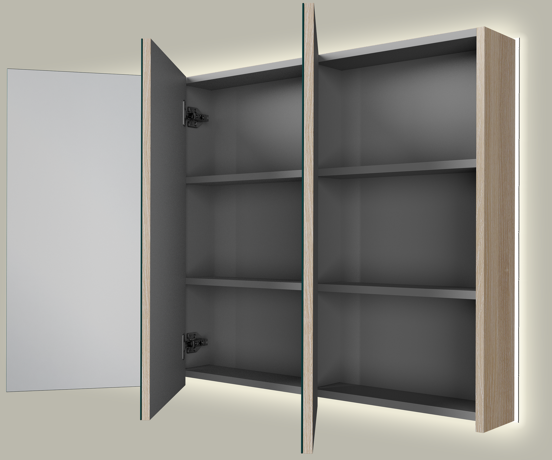 Linie Montro spiegelkast 120 x 75 cm lichte eik met spiegelverlichting