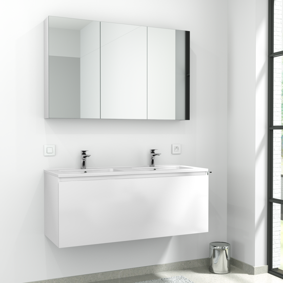 Linie Montro spiegelkast 120 x 75 cm glanzend wit
