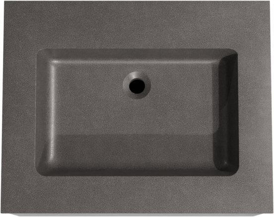 Storke Edge meuble salle de bains suspendu 65 x 52 cm béton gris foncé avec Scuro plan simple en quartz noir mat