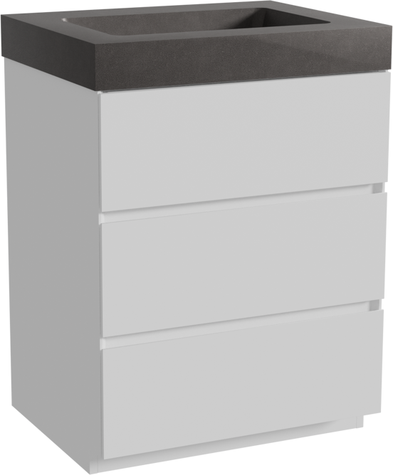 Storke Edge meuble salle de bains à poser 65 x 52 cm blanc mat avec Scuro High plan simple en quartz noir mat