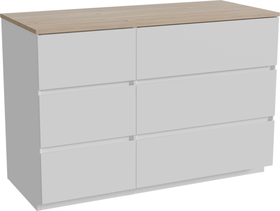 Storke Edge staand badmeubel 120 x 52 cm mat wit met Panton enkel of dubbel wastafelblad in melamine ruw eiken