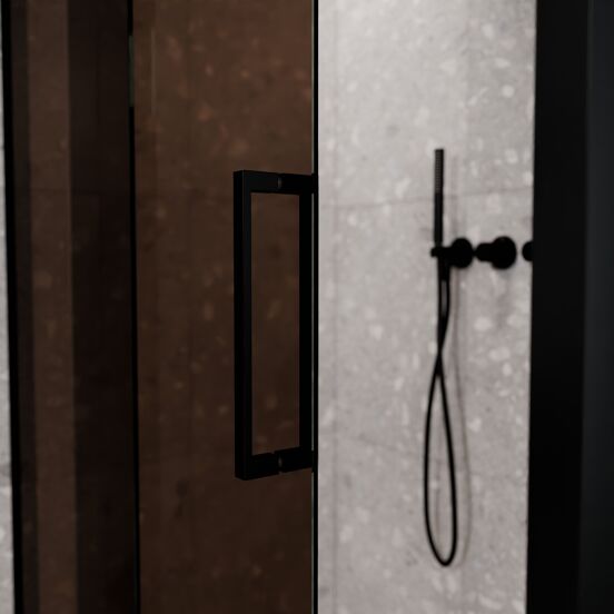 Balmani Senses Design douchehoek met linkse schuifdeur en vaste zijwand, 160 x 80 cm, Brons, Mat zwart profielen