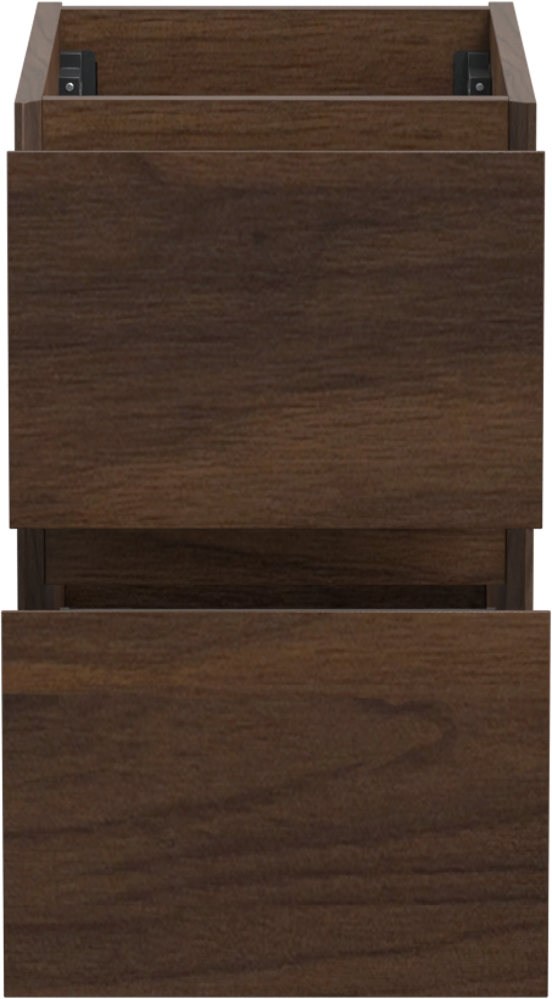 Storke Edge hängender Waschbeckenunterschrank: 35 x 52 cm, Nussbaum, 2 Schubladen