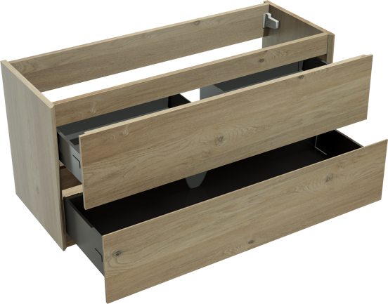 Storke Edge zwevende wastafelonderkast 100 x 40 cm ruwe eik 2 lades