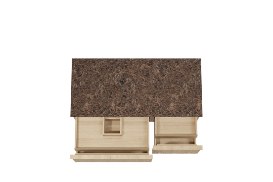 Balmani Forma zwevend badkamermeubel 120 x 55 cm natuur eik met Stretto enkel of dubbel tablet in marmer dark emperador, Verticale asymmetrische ronde ribbel