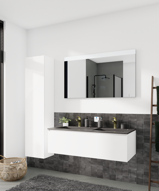 Storke Scuro double vasque quartz mat 120 x 52 cm