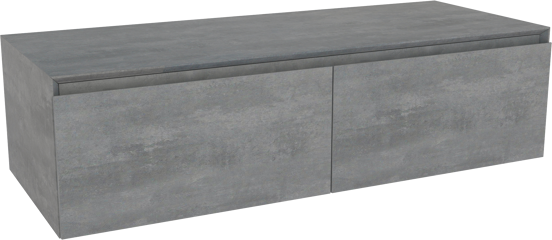 Storke Edge Modulo hängender Waschbeckenunterschrank: 120 x 48 cm, Beton dunkelgrau, 2 Schubladen