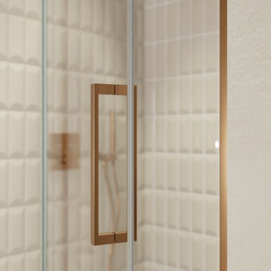 Balmani Senses Design douche draaideur links 120 cm x 210 cm Helder glas, Brushed Rosegold profielen, met coating