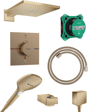 Hansgrohe Showerselect Comfort_E thermostatische kraan Inbouw regendoucheset met regendouchekop 30 x 30 cm brushed bronze