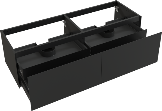 Balmani Idra hängender Waschbeckenunterschrank: 180 x 55 cm, Schwarz matt, 4 Schubladen