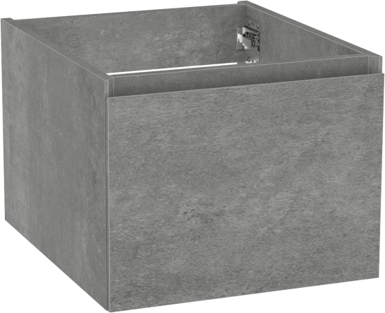 Storke Edge hängender Waschbeckenunterschrank: 45 x 52 cm, Beton dunkelgrau, 1 Schublade