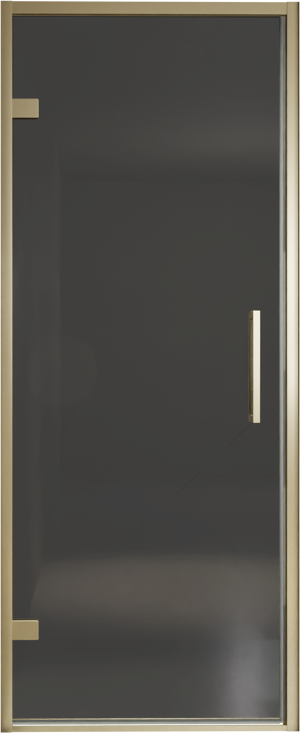 Balmani Senses Design Dusche Drehtür, Links, 90 cm x 210 cm, Rauchglas, Profil Brushed Champagner Gold
