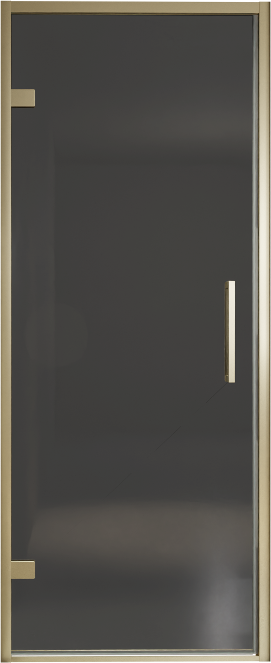 Balmani Senses Design douche draaideur links 90 cm x 210 cm Rookglas, Brushed Champagne Gold profielen, met coating
