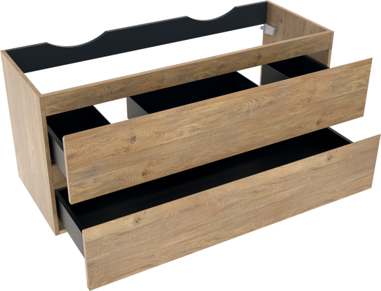 Linie Lado meuble sous-vasque suspendu 120 x 46 cm chêne naturel 2 tiroirs 2 découpés de siphon
