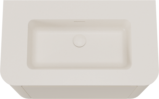 Storke Soft hängendes Möbelstück Set: 80 x 46 cm, Sand Matt, mit Mata Soft Einzelwaschtisch Solid Surface Beige Granit