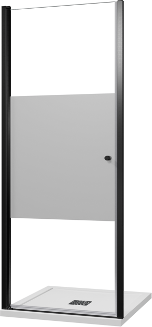 Luca Varess Kuresa porte pivotante 85 x 200 cm verre transparent avec bande mate profil noir mat