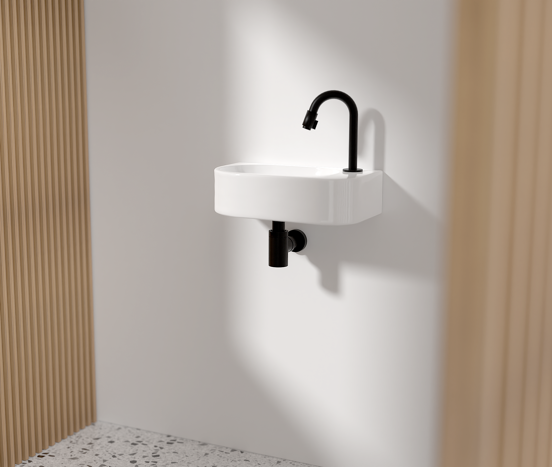 Luca Varess Rondo fonteintje 41 x 22 cm glanzend witte porselein