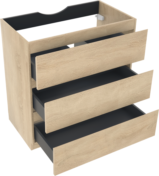 Linie Lado staande wastafelonderkast 80 x 46 cm wit eiken 3 lades