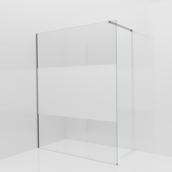 Balmani Modular douche à l'italienne: 160 x 200 cm, Verre transparent avec bande matte, avec coating, Profil Brushed Inox