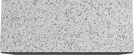 Storke Edge freistehendes Möbelstück Set: 130 x 52 cm, Schwarz matt, mit Tavola Einzel- oder Doppel Waschtischplatte, Terrazzo in Weiß/Schwarz matt
